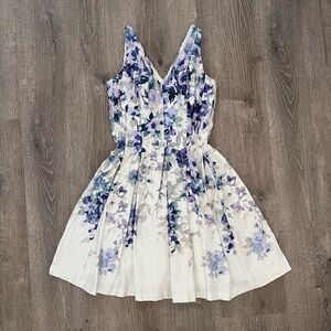 Lauren Ralph Lauren Floral Midi Dress in White and Purple